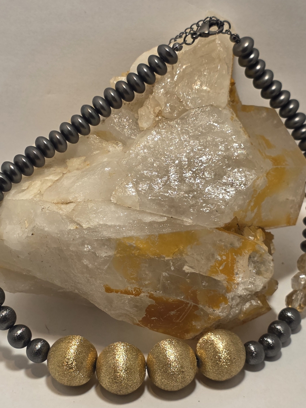 Gold and Gunmetal Bead Necklace - Women Jewelry